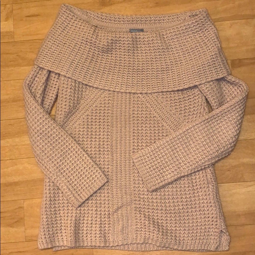 Off the shoulder pink/tan Charlotte Russe sweater